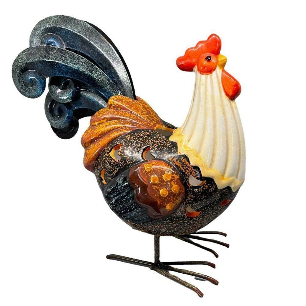 Ceramic‎ Rooster Luminary Candle Holder Decor Colorful